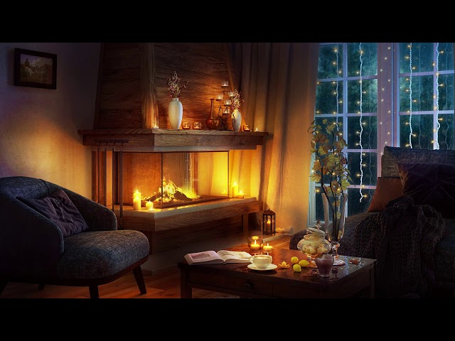 Cozy Ambience with Relaxing Rain Sounds and Crackling Fireplace for Sleep, Study, Stress, Work