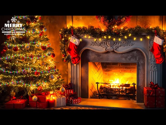 Krásná vánoční atmosféra 🎅🎄 Pohodová vánoční hudba Krb 🔥 Pozadí vánočního krbu