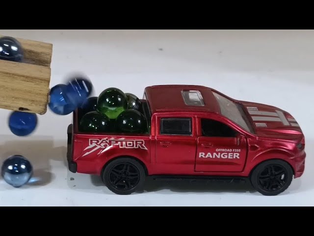 Marble Run Race ☆ HABA Slope & Retro Makita Truck, Excavator, Garbage Truck, Dump Truck, Ambulances