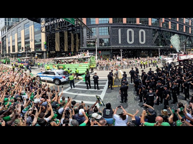 Boston Celtics NBA championship victory parade 2024 Insta360 X4 8K 360 degree video fake drone shot