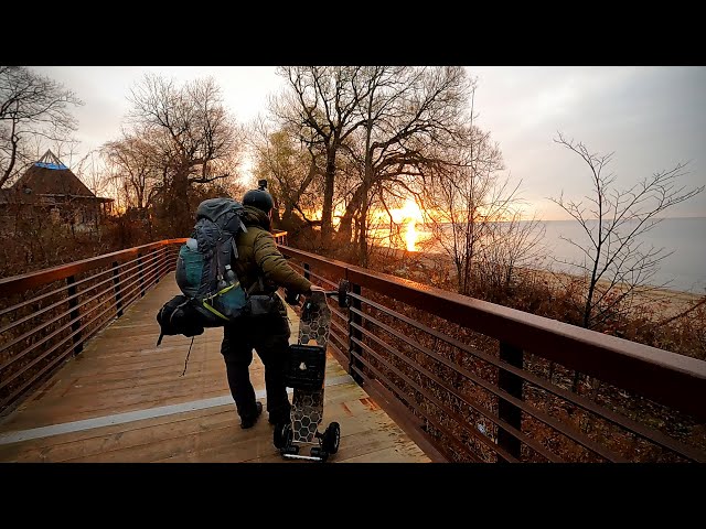 Freezing Autumn Stealth Camping On My Electric Skateboard