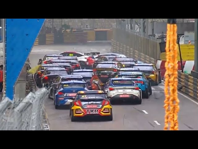 TCR World Tour 2024 | Macau Race 1 | Big Start Crash & Pile Up Crash