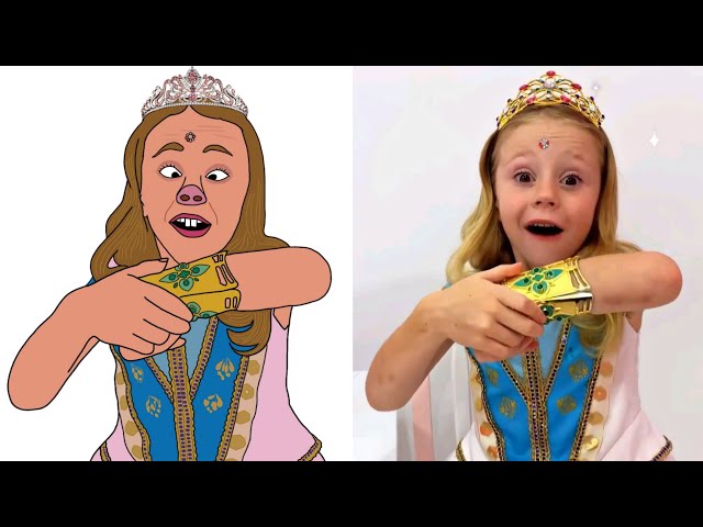 Nastya and dad turned into princesses Drawing meme | Like Nastya