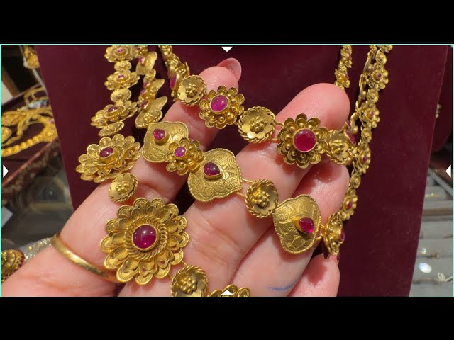 Tanishq 22k Bridal Necklace Set Designs with Price/Layer Necklace Design/Nakashi Necklace/Deeya